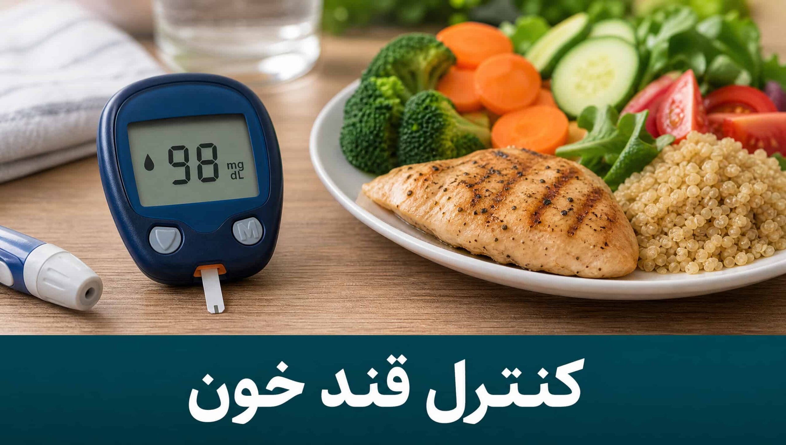 کنترل قند خون با دستگاه گلوکومتر و تغذیه سالم برای درمان زخم دیابتی